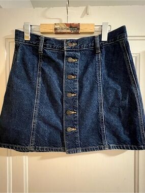 LEVIS Classic Dark Blue Denim Button-Front A-Line Skirt